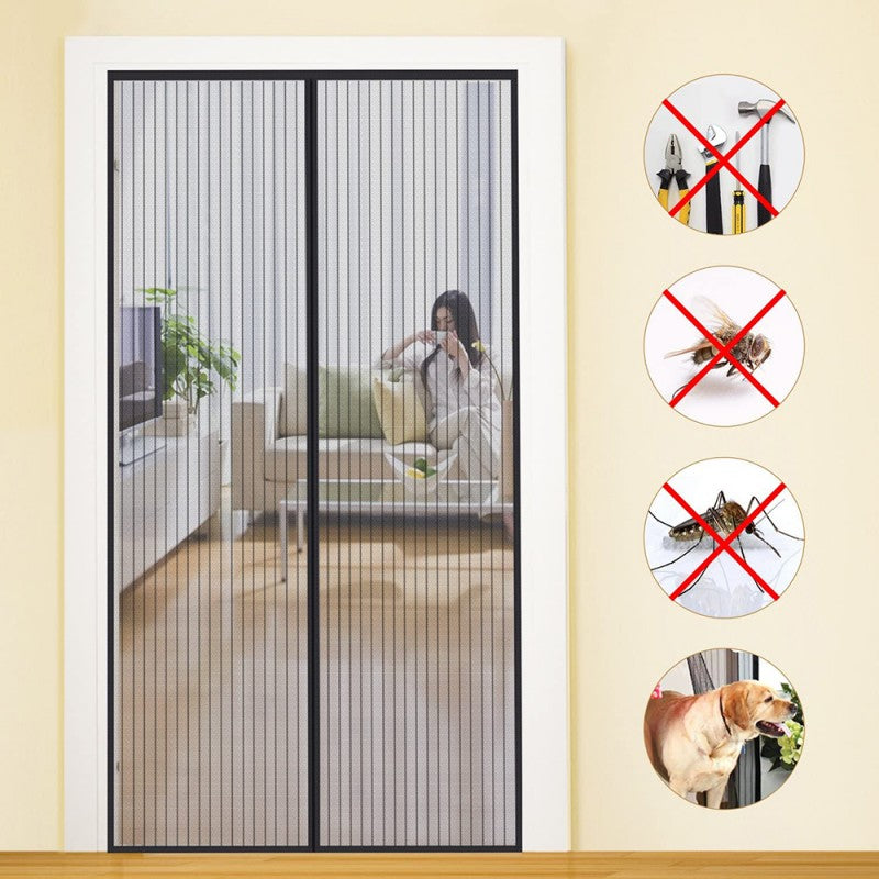 2 PCS MAGIC MESH CURTAIN MAGNETIC WITH ( TAPE AND 12 HOOKS )