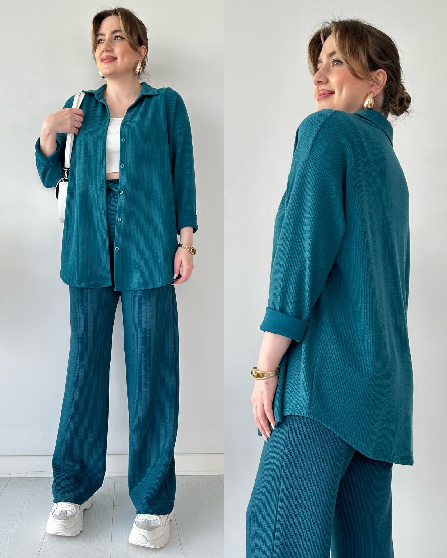 SHOPPILINK'S-Two Piece Suit Button Co-Ord Casual Set