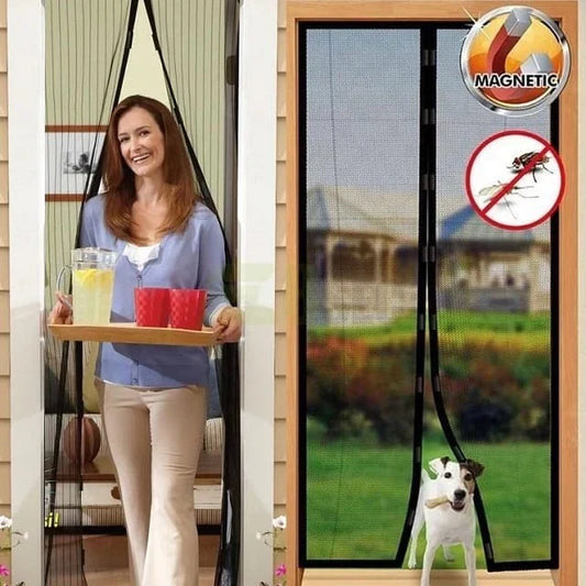 2 PCS MAGIC MESH CURTAIN MAGNETIC WITH ( TAPE AND 12 HOOKS )