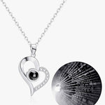 Love Heart Projection Necklace 100 Languages I Love You Pendant With Free Gift Box