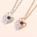 Love Heart Projection Necklace 100 Languages I Love You Pendant With Free Gift Box